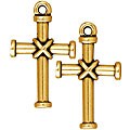 Goldplated Pewter Christian Rope Cross Pendants (Set of 2)