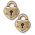 Goldplated Pewter Heart Lock Charms (Set of 2)