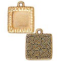 Goldplated Pewter Hammered Square Frame Pendants (Set of 2)