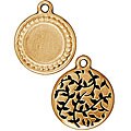 Goldplated Pewter Beaded Round Frame Pendants (Set of 2)