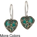 Sterling Silver Marcasite and Gemstone Heart Earrings