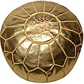Leather Metallic Gold Pouf Ottoman (Morocco)