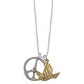 Charming Life Gold Overlay and Sterling Silver Peace and Dove Necklace