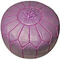 Leather Lavender Pouf Ottoman (Morocco)