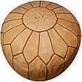 Leather Natural Pouf Ottoman (Morocco)