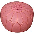 Leather Pink Pouf Ottoman (Morocco)
