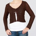 Lou Lou Women's Button Front Long Sleeve Crop Cardigan