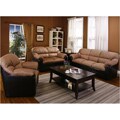 Saddle Microfiber and Espresso Bicast Loveseat
