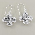 Sterling Silver Bali Detailed Cross Dangle Earrings (Indonesia)