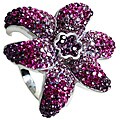 Sterling Silver Shades of Purple Flower Crystal Ring