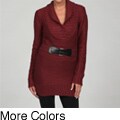 Razzle Dazzle Women's Shawl Collar Belted Tunic Sweater