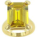 Goldtone Yellow Emerald-cut Cubic Zirconia Cocktail Ring
