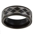 Men's Tungsten Carbide Black-plated Checkered Argyle Band (8 mm)