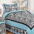 Turquoise Funky Zebra 4-piece Twin-size Bedding Set