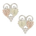 Black Hills Gold over Sterling Silver Hanging Grape Leaves Earrings
