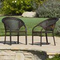 Wicker Fan Back Indoor/ Outdoor Club Chairs (Set of 2)
