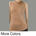 AtoZ Women's Gathered Sleeveless V-neck Top