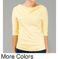 AtoZ Women's Cowl Neck 3/4-sleeve Cotton Top