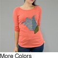 AtoZ Women's Appliqued 3/4-sleeve Boatneck Top