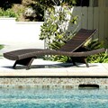 Outdoor Brown Wicker Adjustable Chaise Lounge