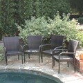 Outdoor PE Wicker Stackable Arm Club Chairs (Set of 4)