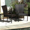 Outdoor PE Wicker Brown Stackable Club Chairs (Set of 2)