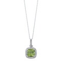 10k White Gold Peridot and 1/6ct TDW Diamond Necklace (H-I, I1-I2)