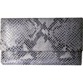 Leatherbay Grey Leather Snake Print Clutch