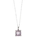 14k White Gold Pink Amethyst and Diamond Accent Necklace