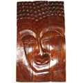 Suar Wood Buddha Face 3-panel Wall Hanging (Indonesia)