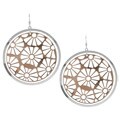 Sterling Essentials Two-tone 14k Rose Gold over Silver Daisy Lace Earrings