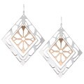 Sterling Essentials Two-tone 14k Rose Gold over Silver Diamond Lace Earrings