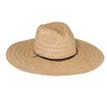 Braided Raffia and Leather Natural Sun Hat (China)