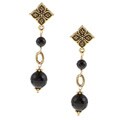 Charming Life Goldtone Decorative Black Onyx Post Earrings