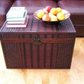 Original Hawaii Large Wood Trunk with Decorative Wicker