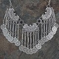 Silverplated Pewter and Black Onyx Coin Art Necklace (Turkey)
