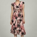 I Glamour V-neck Cap Sleeve Abstact Floral Dress