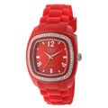 TKO Orlogi Women's Tivoli Crystal Accented Red Plastic Case and Rubber Strap Watch