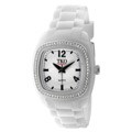 TKO Orlogi Women's Tivoli Crystal Accented White Plastic Case and Rubber Strap Watch