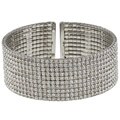 Celeste Silvertone Swarovski Crystal 10-row Cuff Bracelet