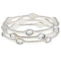 Celeste Silvertone Crystal Bangle Bracelets (Set of 3)