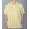Aureus Men's Lemoncello Striped Golf Polo