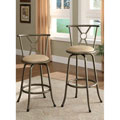 Pewter Finish Cross Back Adjustable Metal Swivel Counter Height Bar Stools (Set of 2)