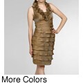 London Times Women's Ruffed Shutter Pleat Sleeveless Dress
