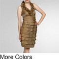 London Times Women's Ruffed Shutter Pleat Sleeveless Dress