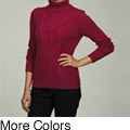 Oliver & James Women's Cashmere Cable Front Turtleneck Sweater FINAL SALE