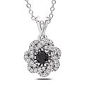 Sterling Silver 1/2ct TDW Black and White Diamond Necklace (G-H, I3)
