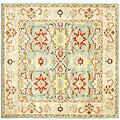 Handmade Treasures Light Blue/ Ivory Wool Rug (6' Square)