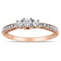 Information, prices, and public sales for Pink surfboard Leashes 10k Pink Gold 1/4ct TDW Diamond 3-stone Engagement Ring (G-H, I2-I3)