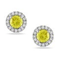 14k White Gold 1/2ct TDW Yellow and White Diamond Halo Earrings (G-H, I2)
